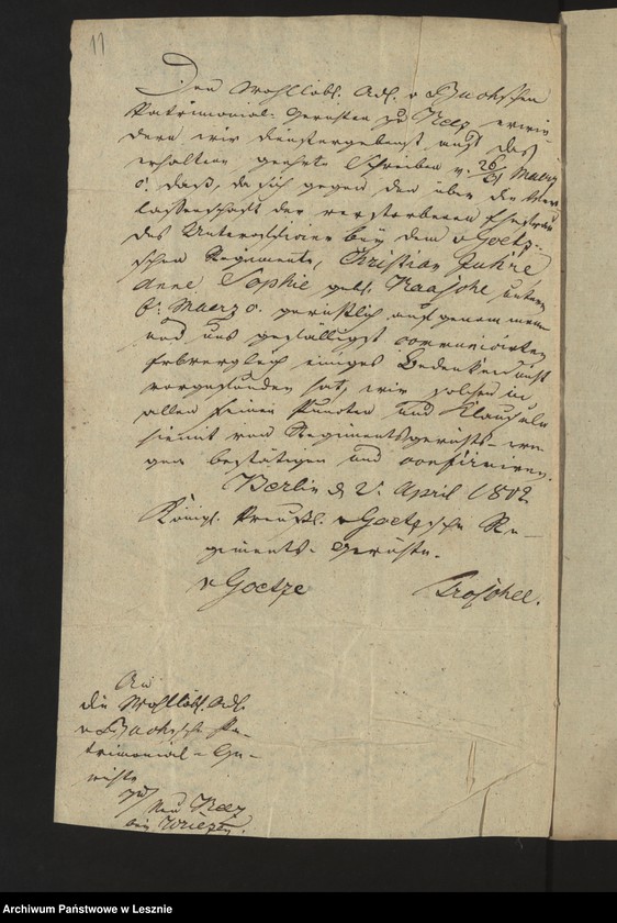 Obraz 14 z jednostki "[Schreiben des Kriegs und Domänenrats v. Hirschfeld betreffend Gelass im Rathause zur Anlage einer Konsumtionssteuer und Zollamtsekspeditionsstube]"