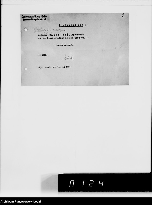 Obraz 12 z jednostki "Beschlagnahmte Sachen. Lager 39 [Kwity przesyłkowe i listy tyczące się przesyłek towarów]"