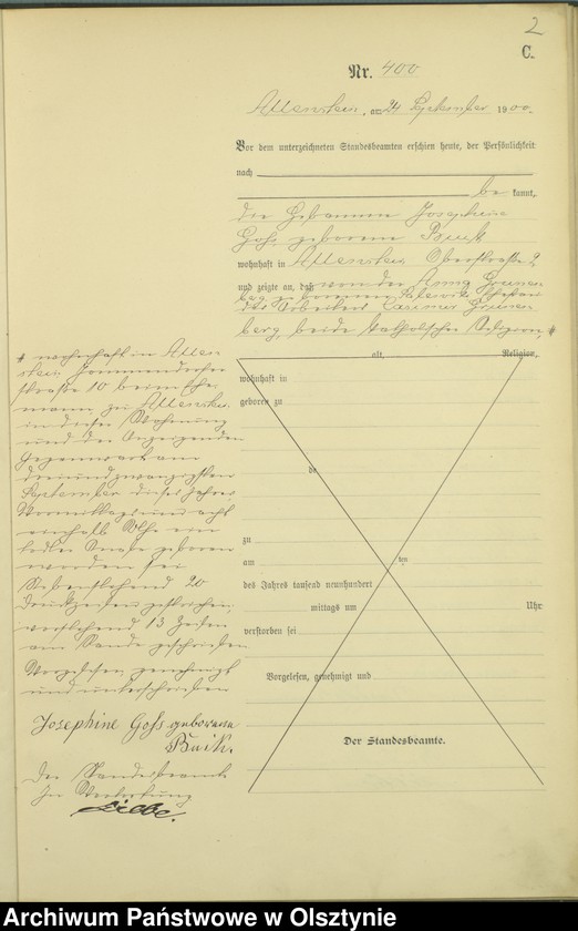 image.from.unit.number "Sterbe-Haupt-Register Tom II,Nr 400 - 522"