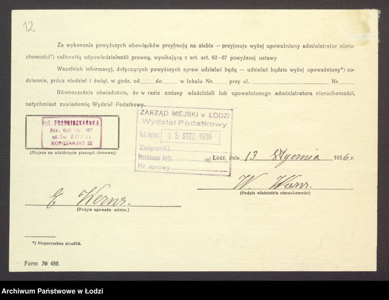 image.from.unit.number "Księga inwentarzowa nieruchomości m. Łodzi ul. św. Zofii"