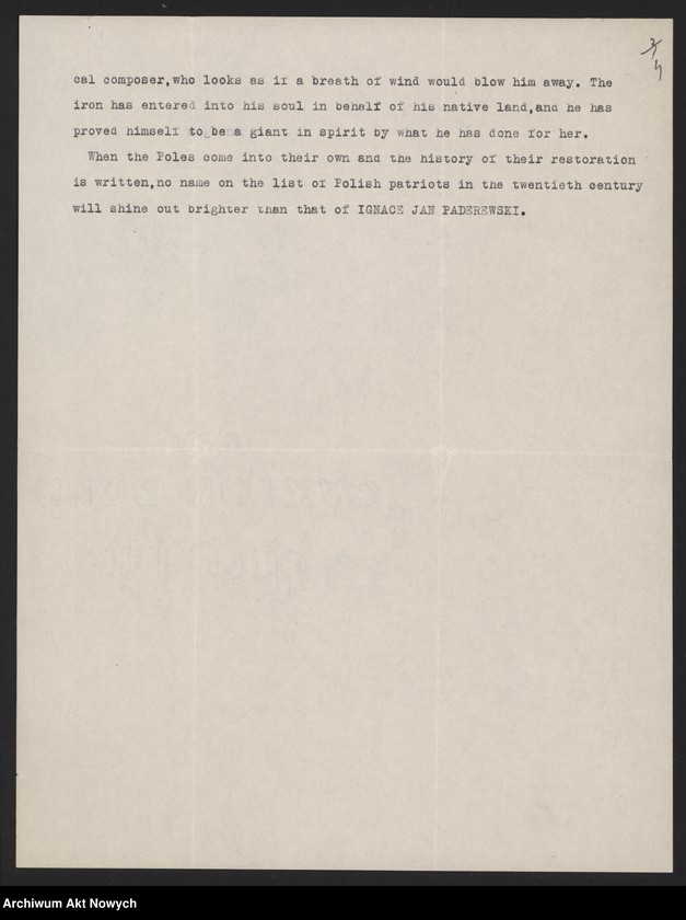 Obraz 6 z jednostki "Bartlett Agnes Willand; Załączniki: artykuł "A recognition of Poland" w: "The Sun" - N. York, 6 XI 1918 r.; L.1 (kopia - maszynopis)"