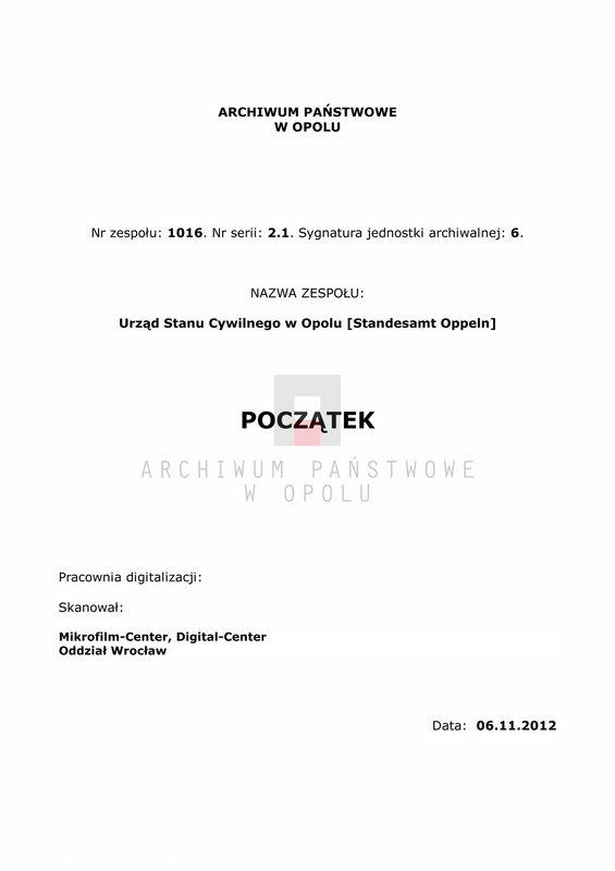 Obraz 1 z jednostki "Urząd Stanu Cywilnego w Opolu 1878 Rejestr Urodzeń Księga Miejscowa Nr 1 do 487"