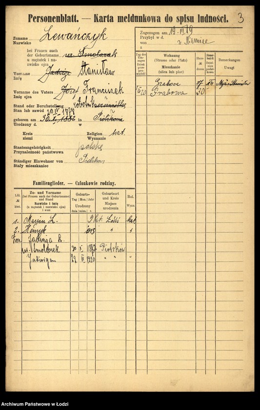 Obraz 5 z jednostki "[Spis ludności Łodzi] Lewan - Lewandowski"