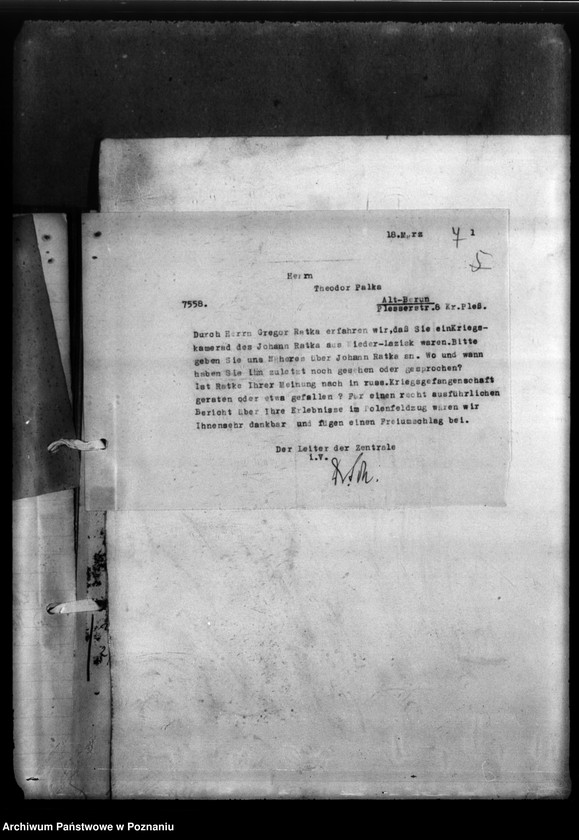 Obraz 11 z jednostki "Johann Ratka aus Nieder Lacirk, Kreis Pless (Pszczyna)"