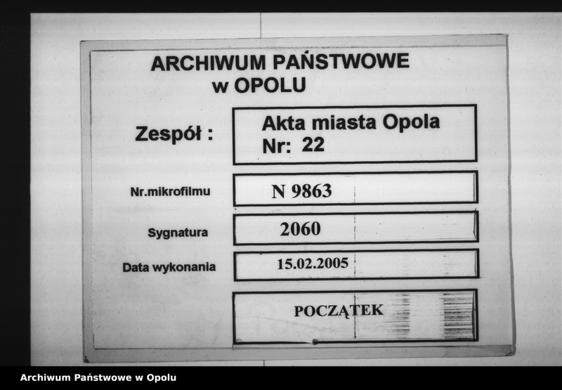 Obraz 1 z jednostki "Acta des Magistrats zu Oppeln betreffend den Gastwirtschaftsbetrieb im Hause No 32 Bleiche Vol: I"