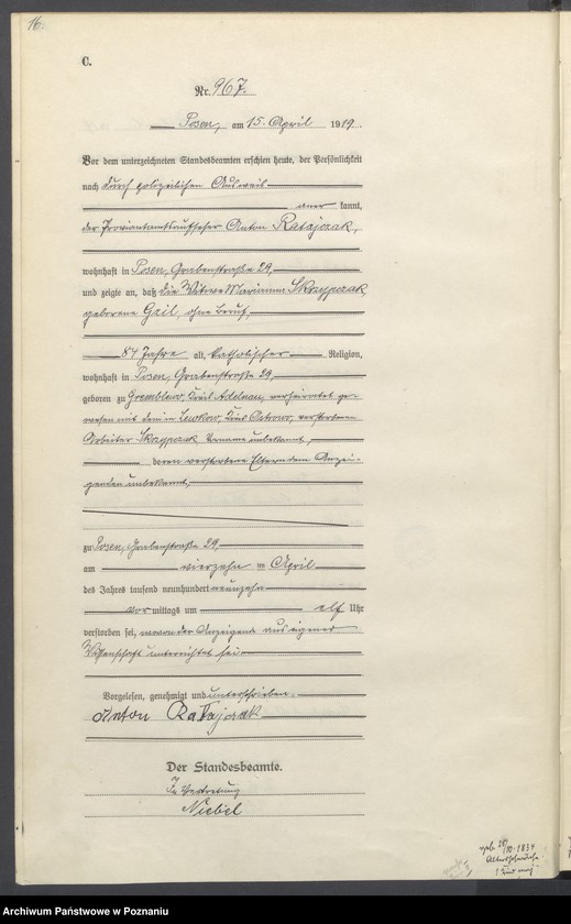 Obraz 18 z jednostki "Księga miejscowa zgonów tom III [Rejestr główny zgonów]"