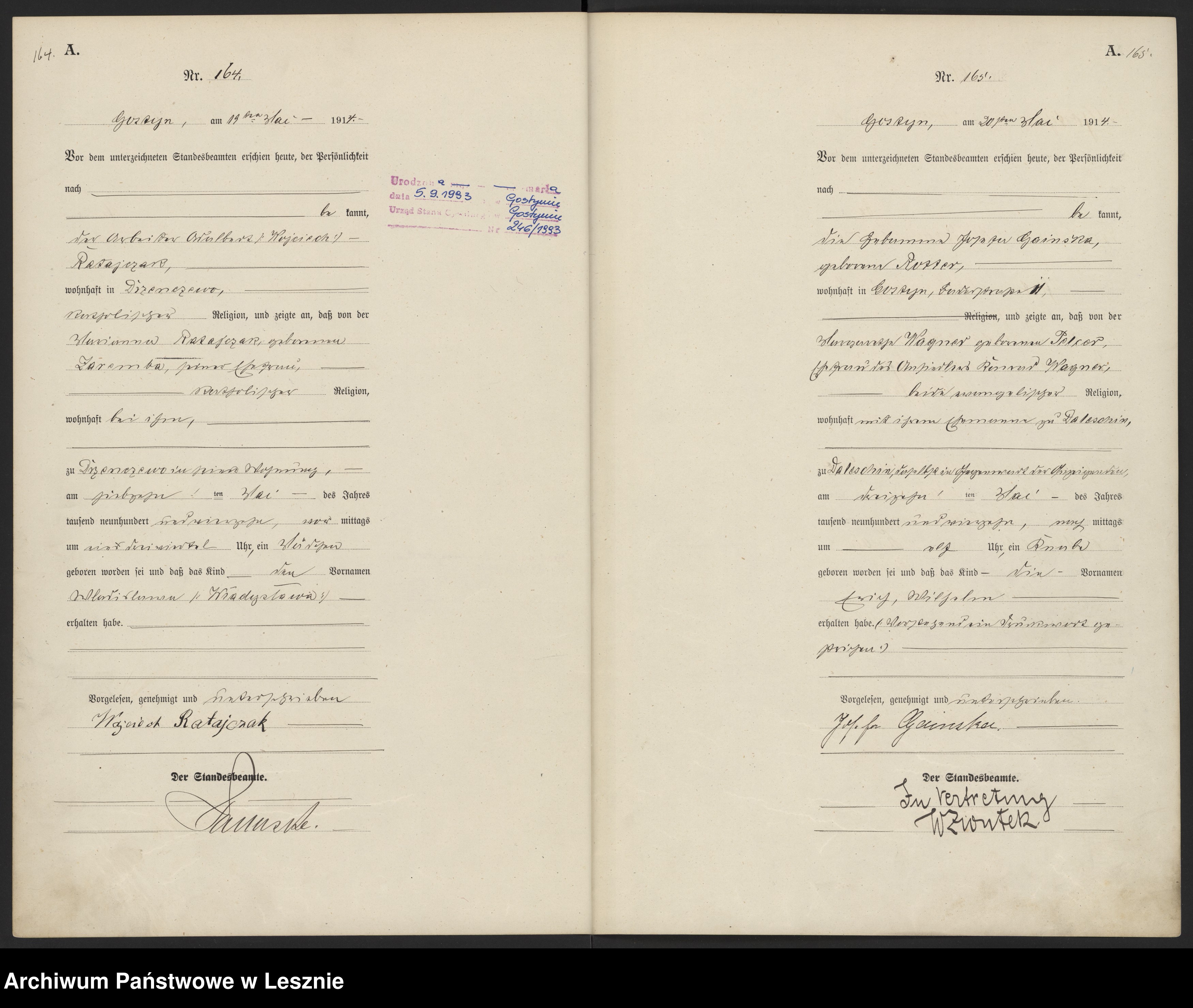 Skan z jednostki: [Księga urodzeń]