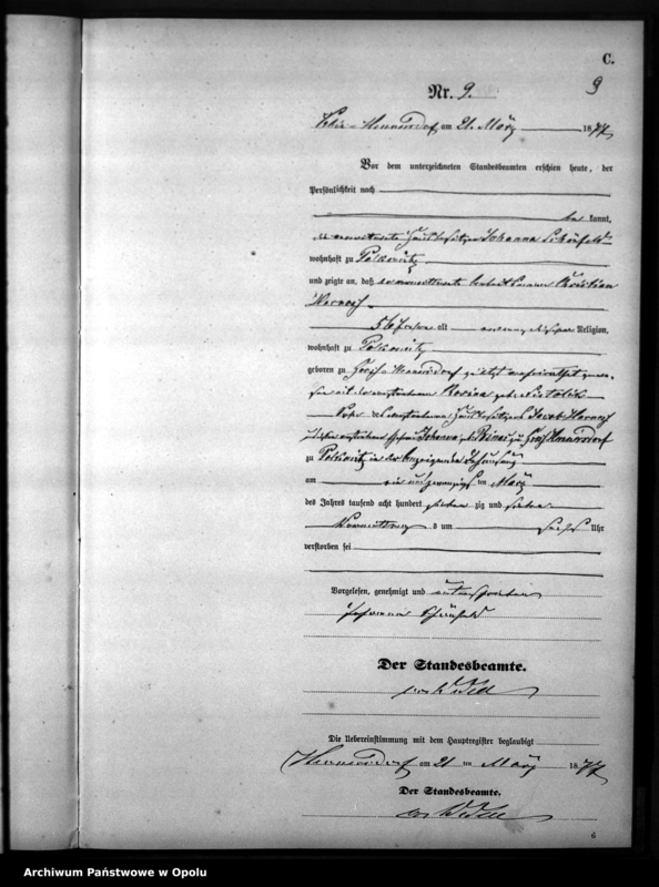 image.from.unit.number "Sterbe-Neben-Register Standesamtsbezirks Hennersdorf 1877"