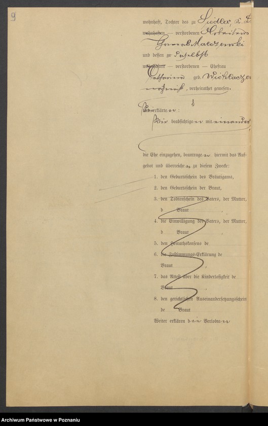 Obraz 11 z jednostki "Die von den Verlobten beigebrachten Urkunden zur Eheschliessung pro 1900"