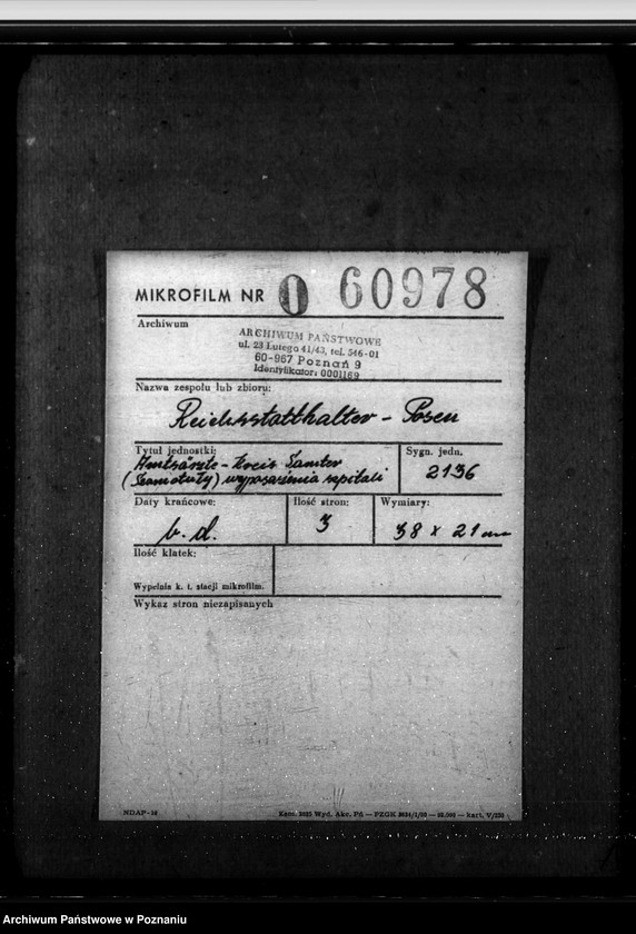 Obraz 2 z jednostki "Amtsärzte Kreis Samter (Szamotuły) - wyposażenie szpitali"