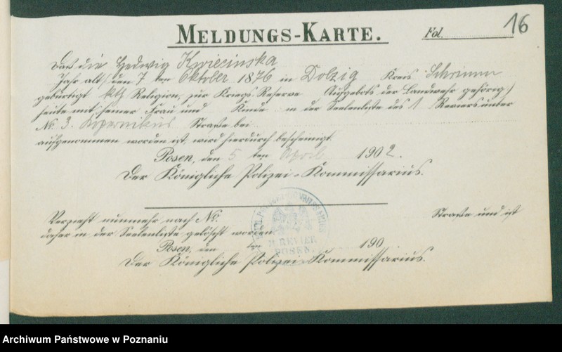 Obraz 18 z jednostki "[Dokumenty dostarczone przez narzeczonych do zawarcia związku małżeńskiego za 1902 rok. Tom VI]"