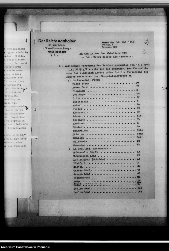 Obraz 7 z jednostki "Betrifft Kennzeichnung der Kreise durch Unterscheidungszeichen und Richtlinien für die Sichtung und Verzeichnung der Kirchenbücher"