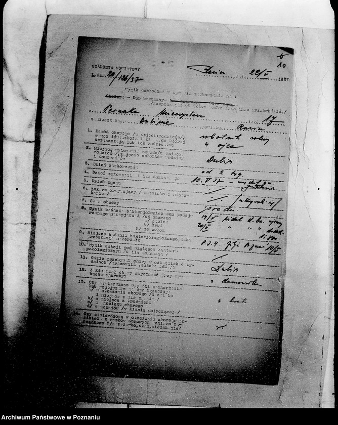 Obraz 14 z jednostki "/Wynik dochodzeń w sprawie zachorzenia na dur brzuszny/"