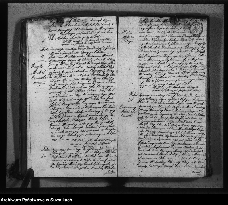 image.from.unit.number "Księga do zapisywania aktów cywilnych urodzenia gminy wiżajńskiey, departamentu łomżyńskiego, powiatu kalwaryjskiego"