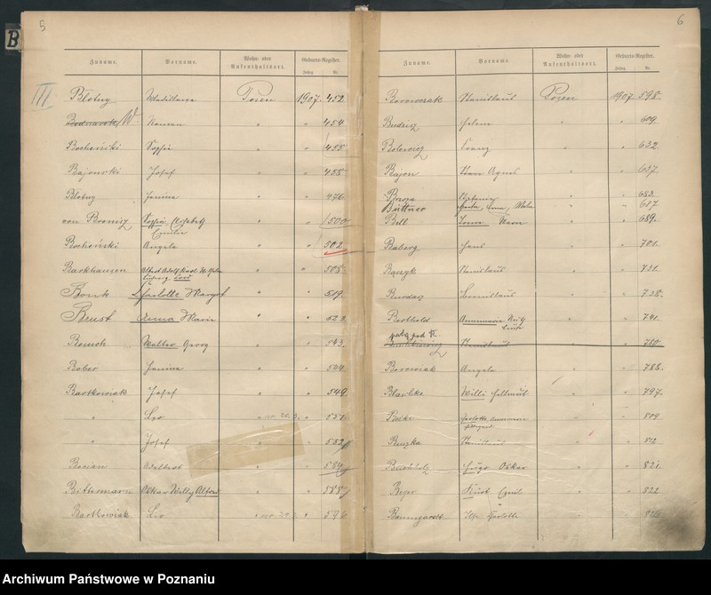 Obraz 5 z jednostki "Spis alfabetyczny urodzeń za 1907"