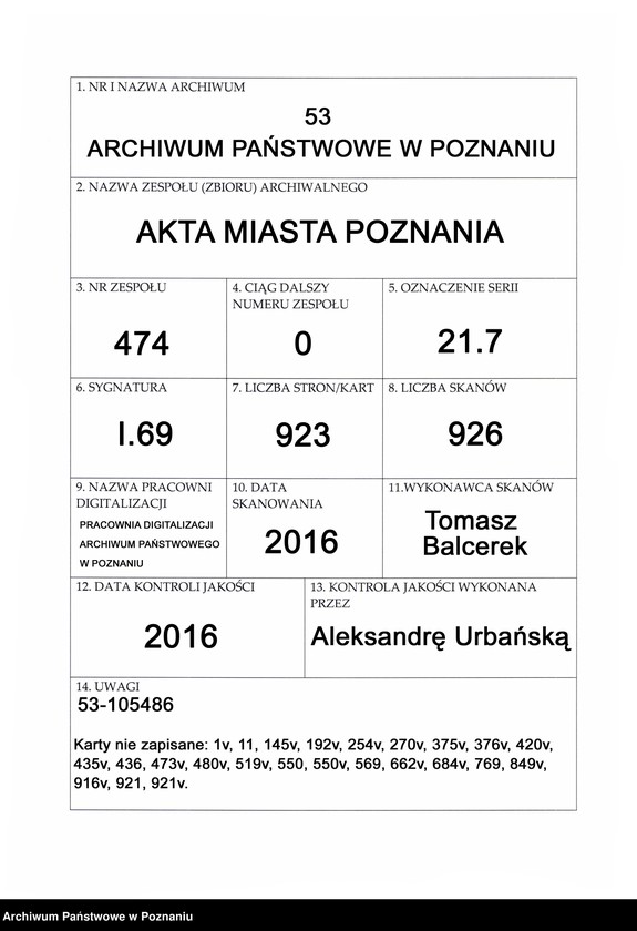 Obraz 1 z jednostki "Acta officii et iudicii consularis civitatis Posnaniae."