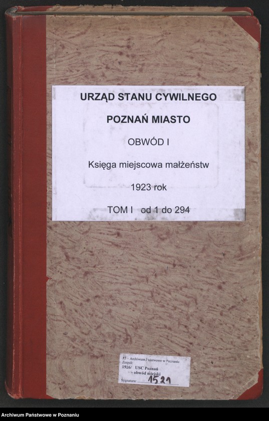 Obraz 2 z jednostki "Księga miejscowa małżeństw tom I [Rejestr główny małżeństw]"