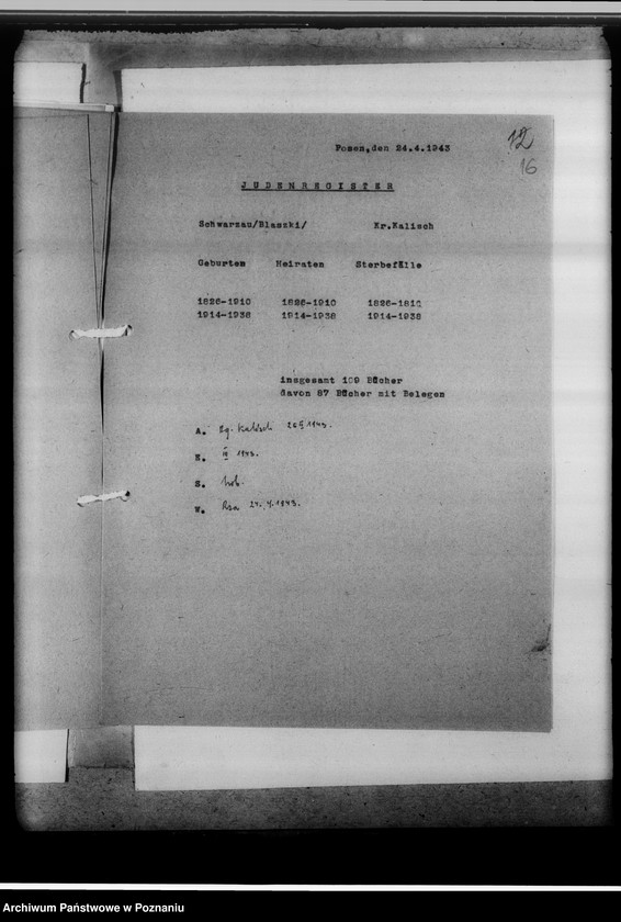Obraz 20 z jednostki "Register der Juden, Dissidenten und Kirchenbuchduplikate [powiat kaliski]"