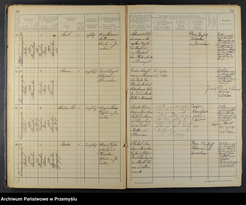 image.from.unit.number "Geburtsbuch des Isr.[aelitischen] Matriken-Bezirkes Jaroslau 1893"