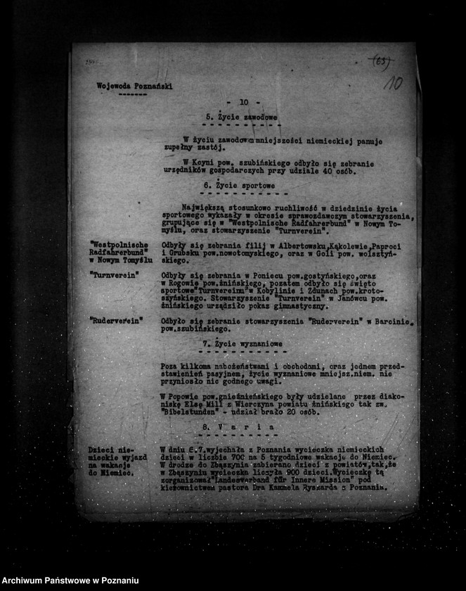 Obraz 14 z jednostki "Sprawozdania sytuacyjne z życia mniejszości narodowych za miesiące lipiec, sierpień, wrzesień 1931 r."