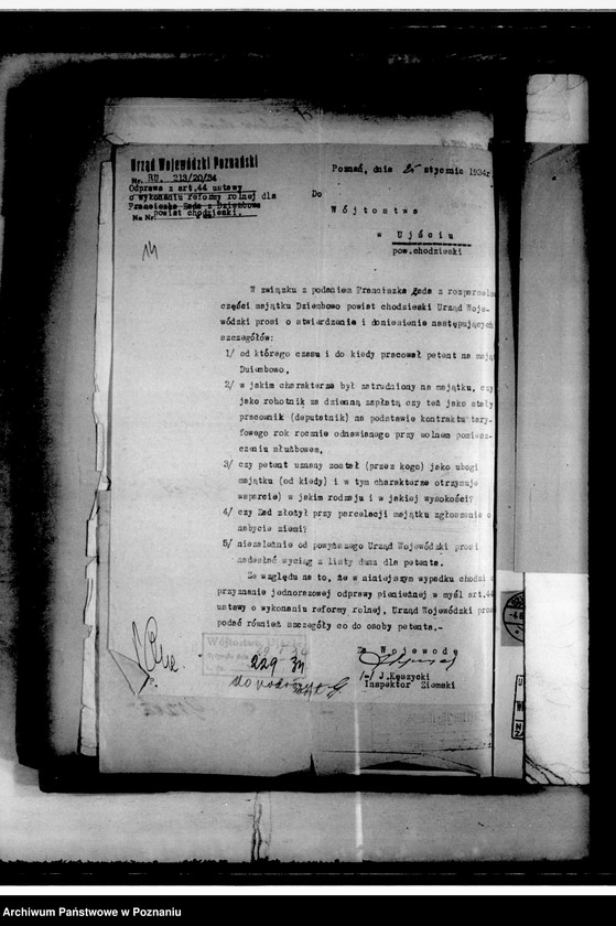 Obraz 17 z jednostki "Dziembowo - odprawy z art.. 44 reformy rolnej powiatu chodzieskiego"