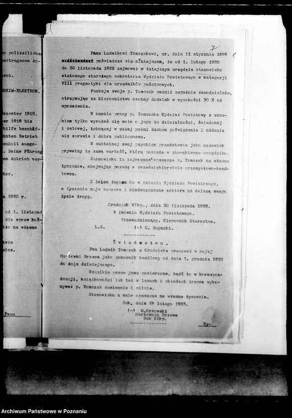 Obraz 10 z jednostki "Stosunki osobiste Ludwika Tomczaka burmistrza miasta Wielichowa"