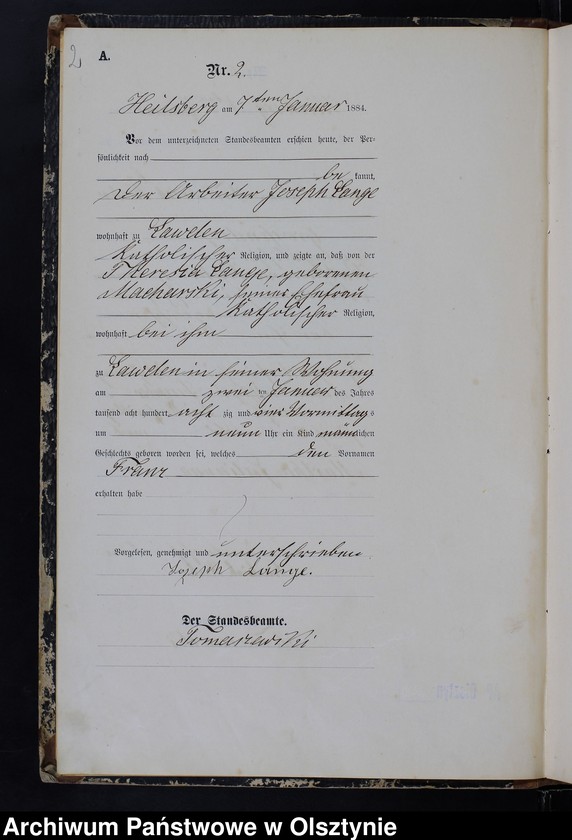 Obraz z jednostki "Geburts-Haupt-Register Nr 1 - 150"