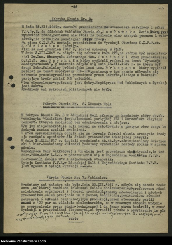 Obraz 8 z jednostki "Sprawozdania personalne w rozbiciu na branże przemysłowe [nadesłane przez centralne zarządy, zjednoczenia i fabryki] t.2"