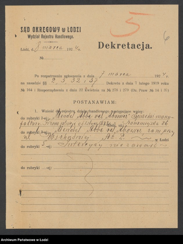 Obraz 8 z jednostki "Mendel Abbe vel Abowicz- sprzedaż manufaktury"