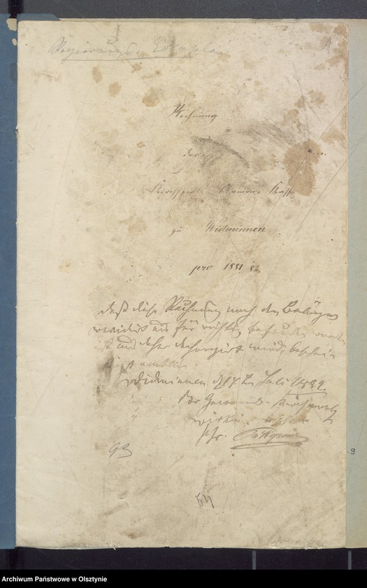 image.from.unit.number "Recnung der Kirchspiels Armen Kasse zu Widminnen"
