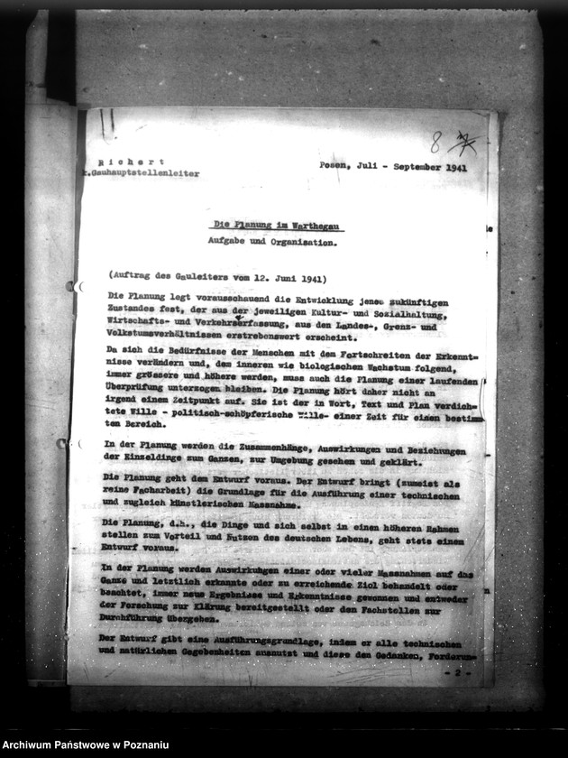 Obraz 12 z jednostki "Planung im Warthegau- Aufgabe und Organisation (oraz sprawozdania z podróży służbowych do wschodnich powiatów Kraju Warty)"