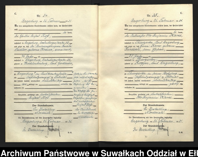 image.from.unit.number "C2. Sterbe - Register (Neben - Register) Standesamt Angerburg Ostpr. einschl. der Standesamtsbezirk Gross Strengeln, Kehlen und Prinowen"