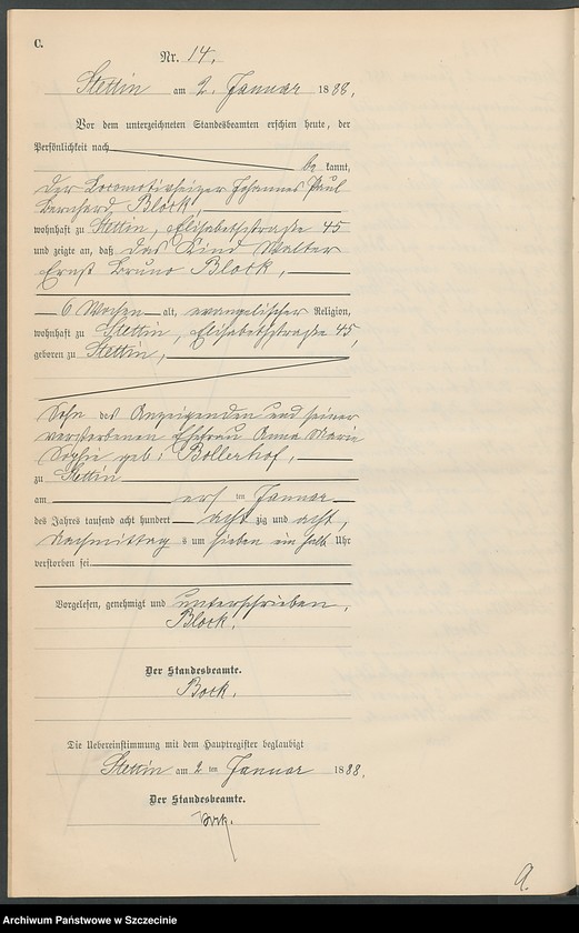 Obraz 17 z jednostki "Sterbe-Register (Neben-Register) Band I"