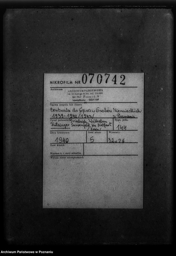 Obraz 2 z jednostki "Friedrich Wilhelm Kitzinger aus Sassenfeld Kreis Dietfurt (Żnin)"