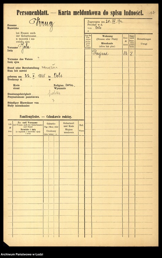 Obraz 19 z jednostki "[Spis ludności Łodzi] Kruk - Krol"