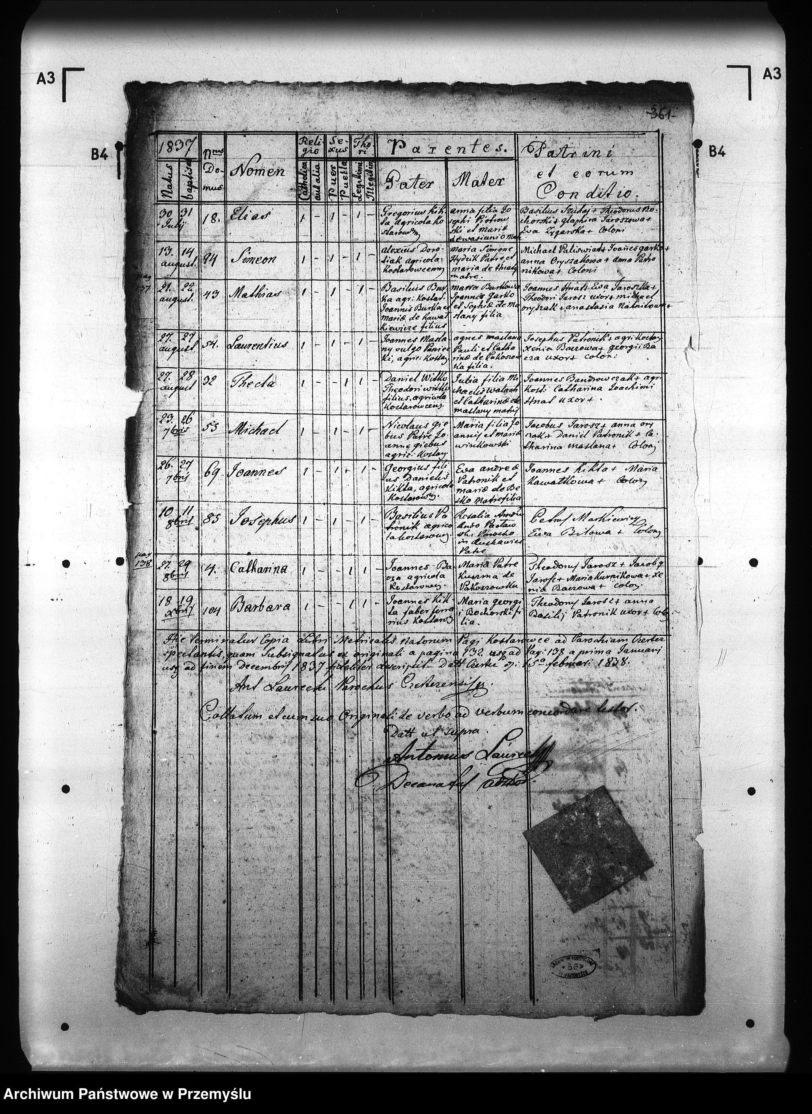 Skan z jednostki: [Kopie ksiąg metrykalnych parafii Czerteż z filiami Kostarowice, Zabłotce (dekanat Sanok)]