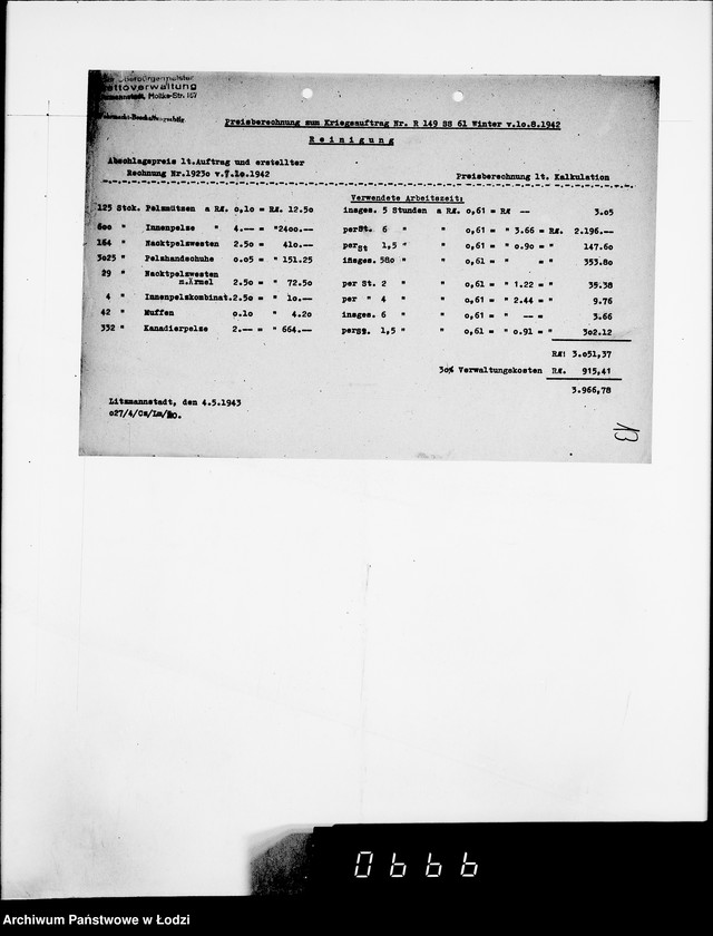 Obraz 17 z jednostki "4914 Kriegsauftrag R.149 SS-61 Winter Rein. von Pelzen HBA L
