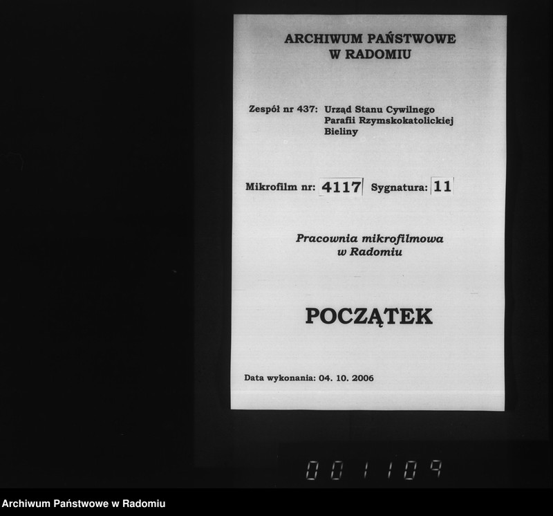 image.from.unit.number "Księga akt urodzenia, małżeństwa i zgonu par. rzym.-kat. Bieliny 1878 r."