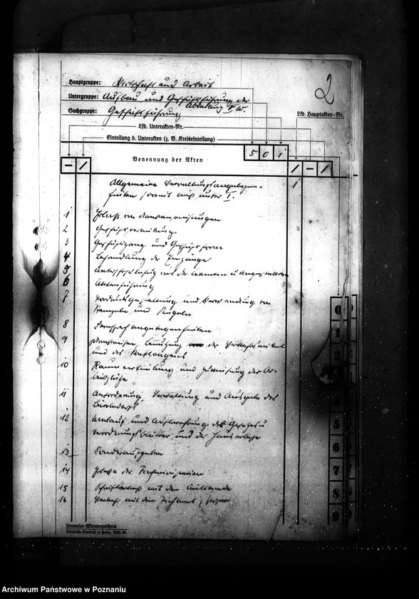 Obraz 6 z jednostki "Wykaz akt dla wydziału Wirtschaft und Arbeit"