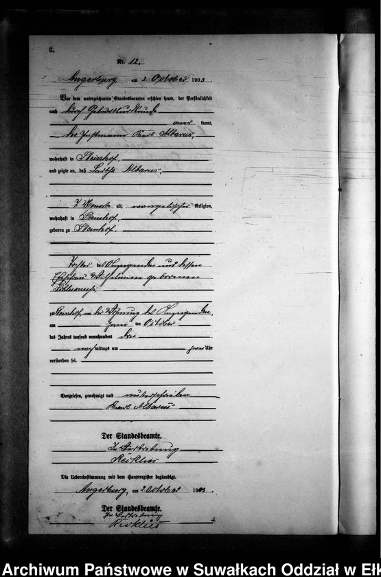 image.from.unit.number "Sterbe-Neben-Register des Preussischen Standes-Amtes Gross Strengeln Kreis Angerburg"