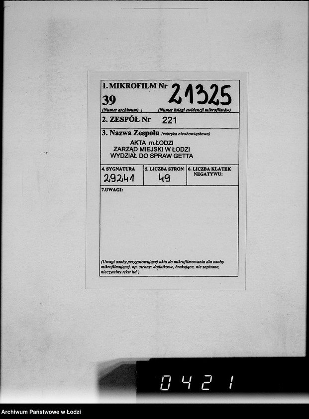 Obraz 2 z jednostki "Bericht über die Prüfung bei der Gettoverwaltung-Litzmannstadt."