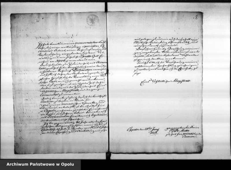 Obraz 9 z jednostki "Acta des Magistrats zu Oppeln betreffend die Besetzung des vacanten Secretair und Registrators Postens. de anno 1828"