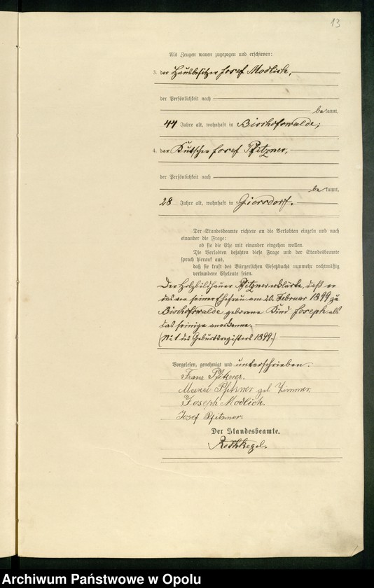 Obraz 17 z jednostki "Heiraths-Haupt-Register des Standsamts Bischofswalde pro 1900"