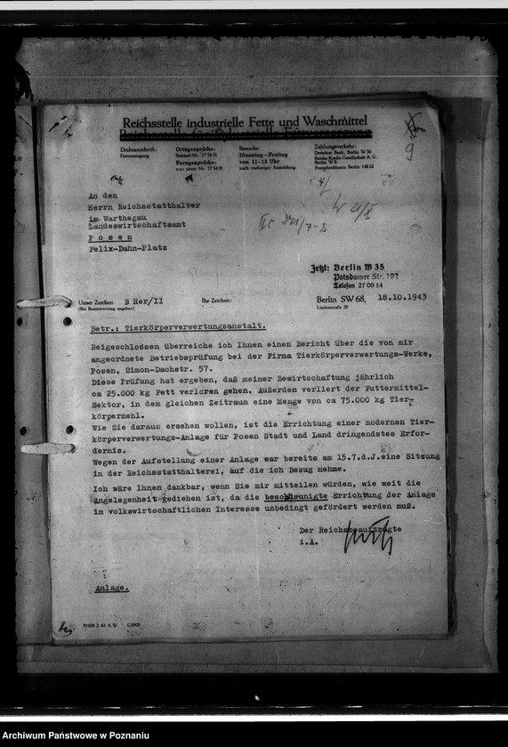 Obraz 13 z jednostki "Errichtung von Tierkörperbeseitigungsanstalten, hier: Posen"