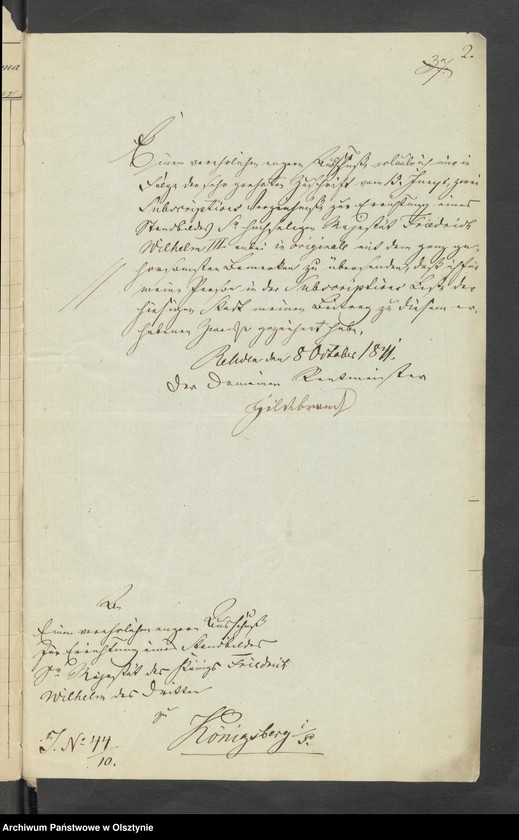 image.from.unit.number "Acta des engern Ausschußes für Errichtung eines Standbildes Sr. [Seiner] Majestät des Königes Friedrich Wilhelm des Dritten. Die Beitrags-Zeichungen in dem landrätlichen Graudenz [Grudziądz] Kreise"