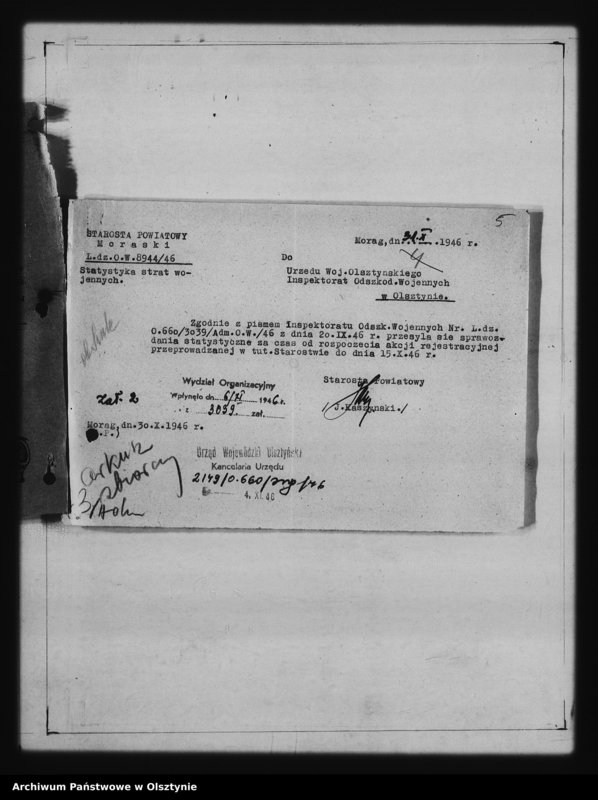 image.from.unit.number "Sprawozdania i ankiety szkód wojennych pow. Morąg i Mrągowo"