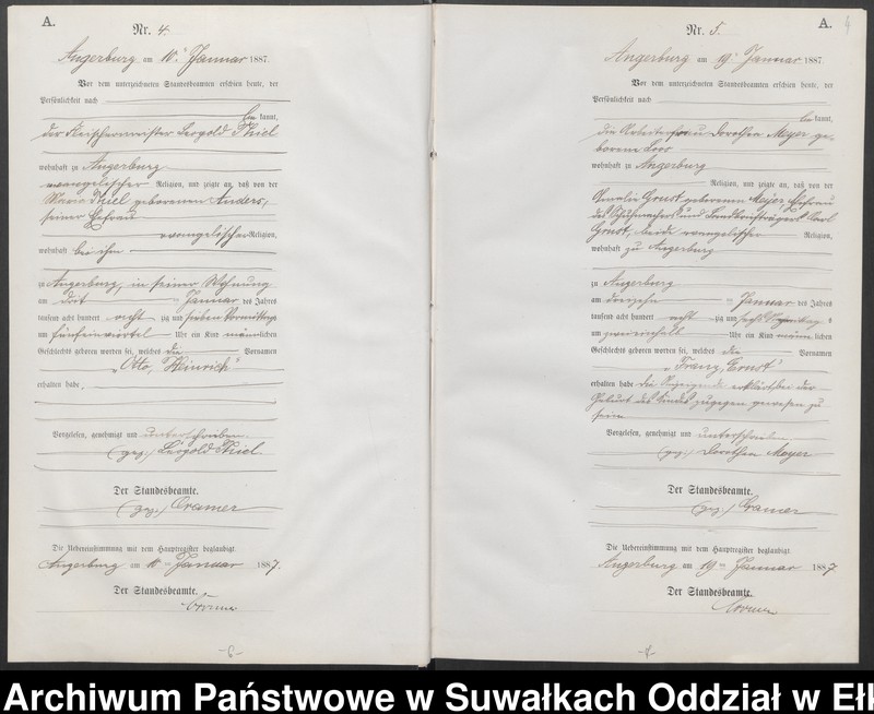 image.from.unit.number "Geburts-Neben-Register des Preussischen Standes-Amtes der Stadt Angerburg Kreis Angerburg"