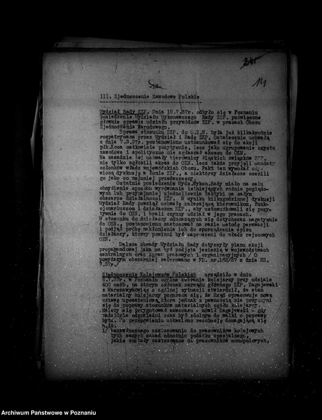 Obraz 19 z jednostki "Sprawozdania okresowe /miesięczne ze stanu bezpieczeństwa/ za miesiące lipiec, sierpień, wrzesień 1937 r. /nr 7-9/"