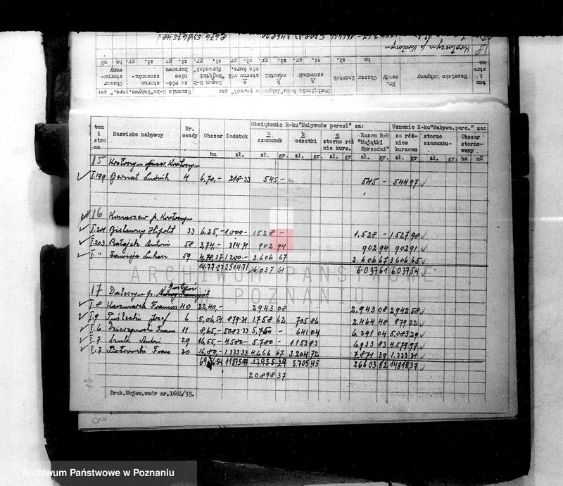 Obraz 14 z jednostki "Obciążenia rachunku nabywców parcel za szacunki /osady markowe/"