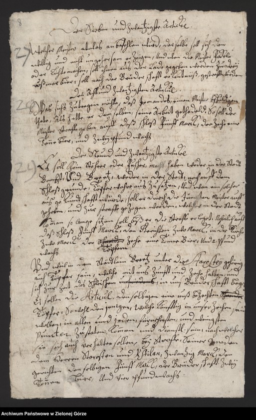image.from.collection.number "Artykuły, wilkierze i przywileje cechów miasta Babimost111"